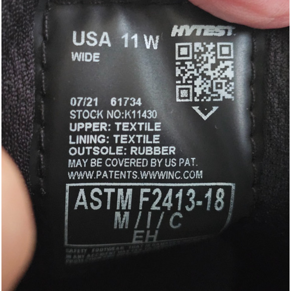 HYTEST Men’s Size 11 W Composite Safety Toe Work Shoes 61734 Black Free Shipping - Picture 6 of 6